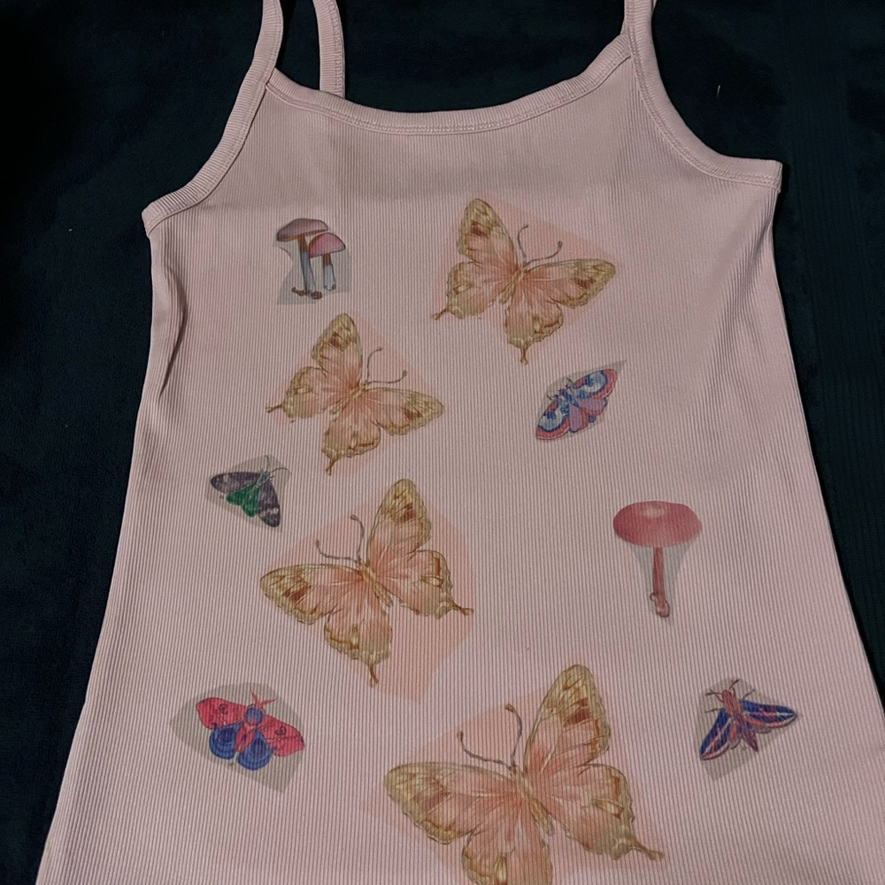 comfy and cute customized pink butterfly tank top